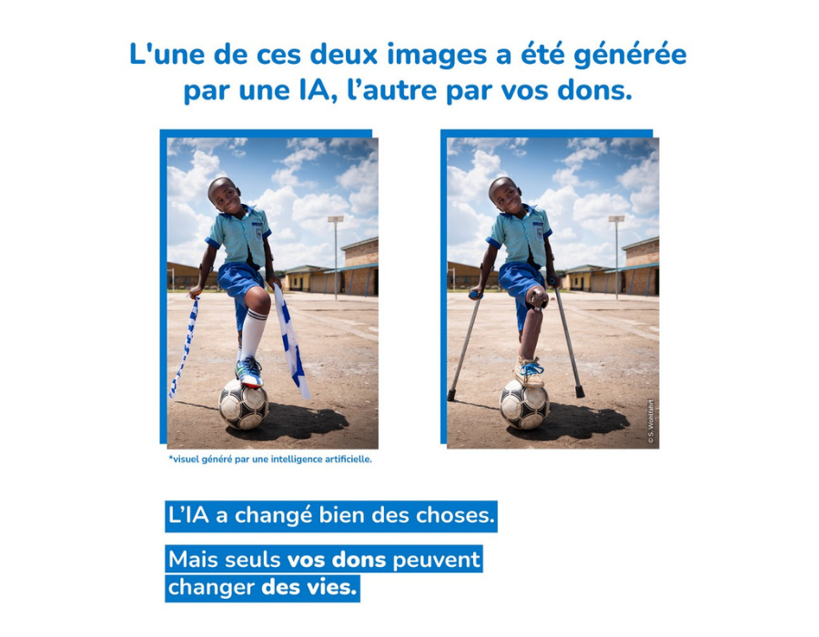 Handicap International et Reverse rappellent que l'IA ne remplacera jamais votre générosité !